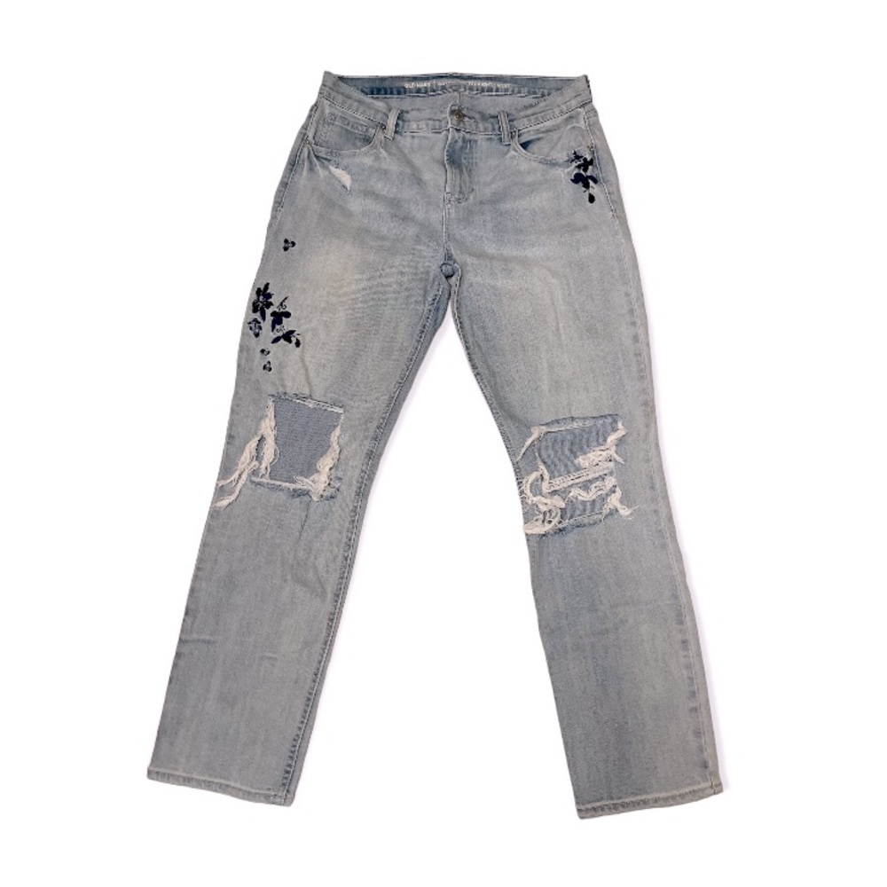 OLD NAVY boyfriend straight/droit embroidered jeans size 6